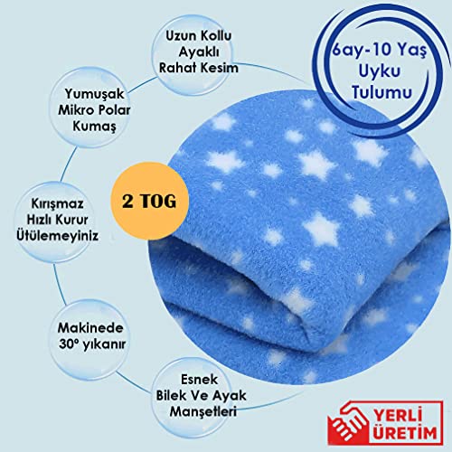 YORNİ, Uzun Kollu, Unisex, 2 Tog, Mikro Polar, Bebek Çocuk Uyku Tulumu (18-36ay)