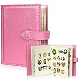 Enamel Pin Display Book, Portable Pin Trading Book, to Display and Trade Your Disney Pins, 42 Pin- Capacity, Leather Pin Holder, Fits Rubber Pin Back, Pink