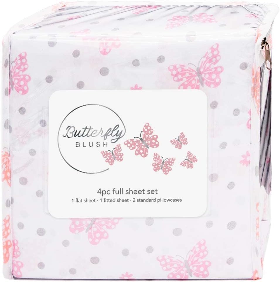 Juego de sábanas tamaño Full para niños y niñas, sábanas para niños, linda sábana de cama, incluye sábana plana, ajustable y 2 fundas de almohada, 4