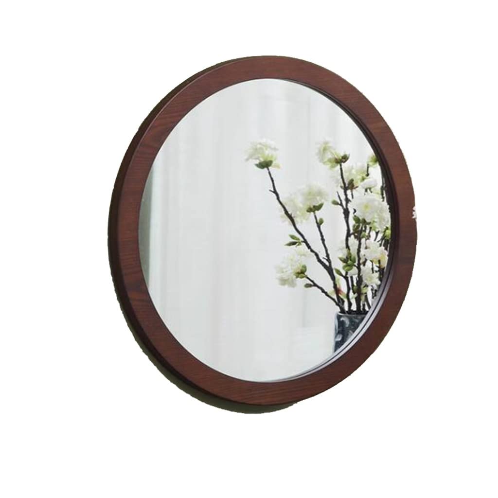 ZLSNOBLE Espejo Vintage Redondo con Marco De Madera Maciza para Decoración Paredes Adecuado para Baños Hoteles, Salones, Entradas Y Dormitorios(60cm)
