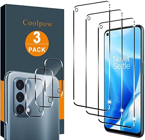 Coolpow 【3+3 PACK】 Designed for Oneplus Nord N200 5G Screen Protector plus One Nord N200 5G Screen Protector Tempered Glass Film,9H Hardness, Ultra HD, Scratch Resistant, Easy Install, Case Friendly