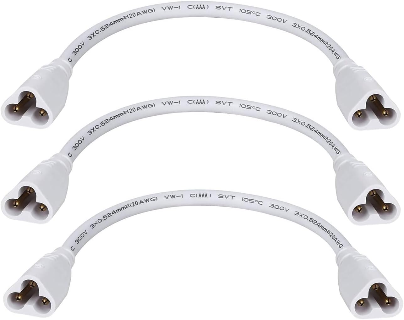 T5 T8 LED Tube Connector Adapter Cable Connector Cable Wire 8 inch Double Male to Male End Extension Cord for Integrated LED Fluorescent Tube Light Bulb Lamp Holder Socket(15-Pack 3Pin Male)