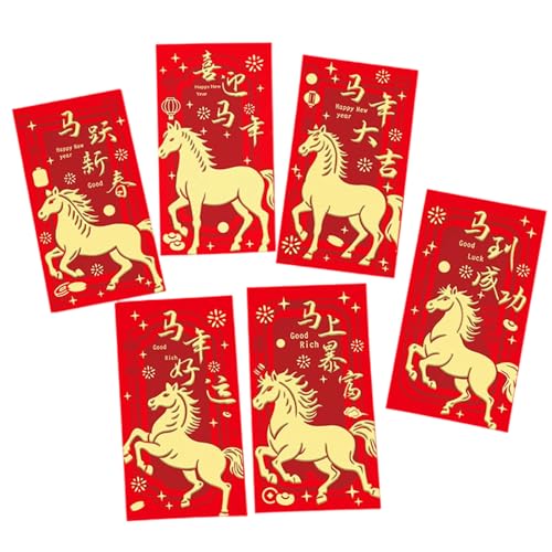 Set 36 Buste Rosse Anno Del Cavallo 2026 + 50 Monete Feng Shui – Per Capodanno Cinese, Matrimoni E Festeggiamenti