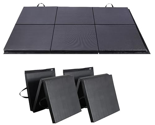 FitElite(フィットエリート) 体操 ストレッチマット 折りたたみ (180x120x5.4cm (180x60ジョイントタイプx2枚セット)/ブラック)