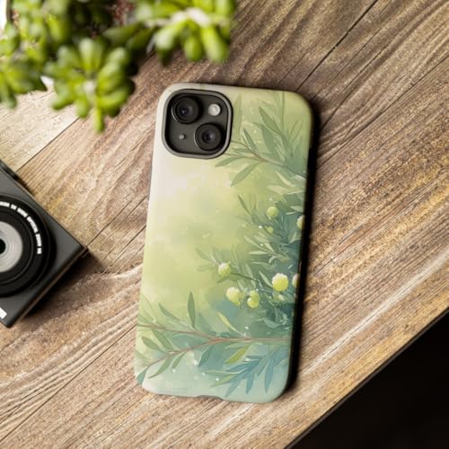 Coque iPhone 15 Plus aquarelle botanique verte rigide incassable - 3