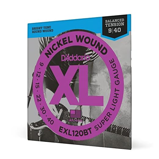 D'Addario EXL120BT Nickel Wound Electric Guitar Strings, Balanced Tension Super Light, 09-40, 9-40, Super Light, Balanced Tension, 1-Pack