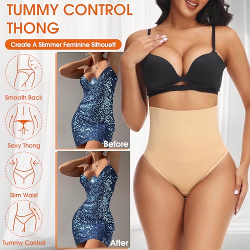 Niceuare Tummy Control Thong Shapewear for Women High Waist Body Shaper Underwear Seamless Comfortable Panty Thong3