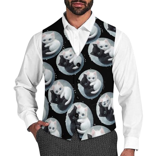 Cats Yinang Men's Suit Vests Dress Vest V-Neck Waistcoat Slim Business Formal with Pocket