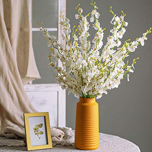 Kisflower 12Pcs Artificial Gypsophila White Flowers, Cherry Blossom Flower,, Artificial Orchids Flowers Baby Breath Fake Dancing Orchids Bouquet Silk White Gypsophila for Home Decoration (White)