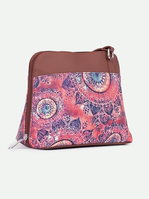 Printed Vegan Leather Sling Bag for Women – Stylish Crossbody Handbag with Adjustable Strap, Lightweight Purse for Travel & Everyday Use