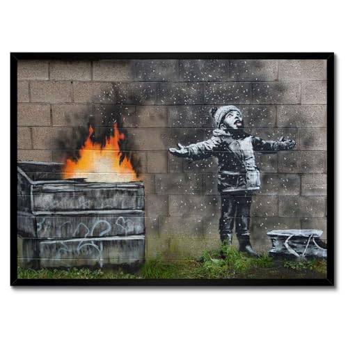 Banksy Smog Snow poster cadre blanc 70x50 cm tableau graffiti