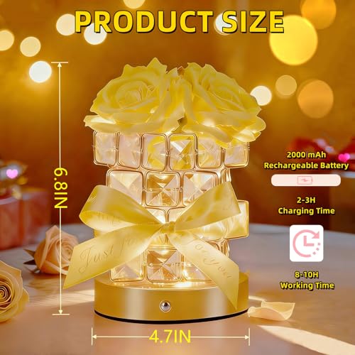 Image of Rose Flower Lamp,Birthday Gifts for Women Cordless LED Touch Night Light