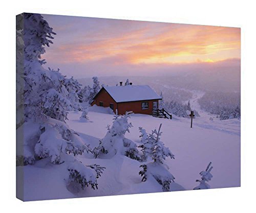 Toile paysage d'hiver prête à accrocher, le cadeau idéal pour crémaillère