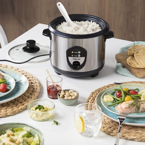 Tristar RK-6126 Reiskocher, 1L, Reis für bis zu 5 Personen ohne Anbrennen, Mit Warmhaltefunktion, 400W, Edelstahl 6