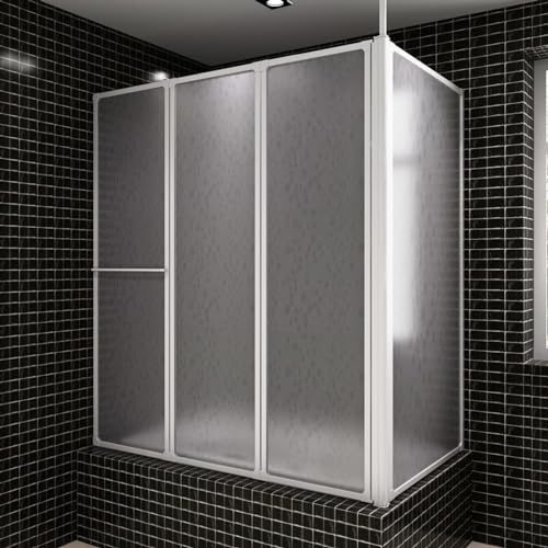 Rainery Pare Baignoire en L 70x120x137 cm 4 Panneaux Pliables Paroi de Douche, Panneau Écran de Douche pour Salle de Bain