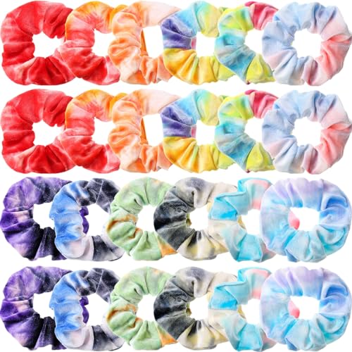 Image of Tatuo 24 Pieces Hair Scrunchies for Girls,Bright Colors,Velvet