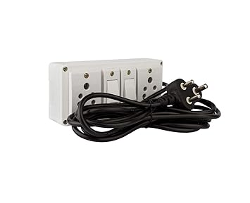 Plastic Extension Board Electrical Switch Boards 2 Sockets and 2 Switches Long Wire Power Strip (1 Meter Wire)