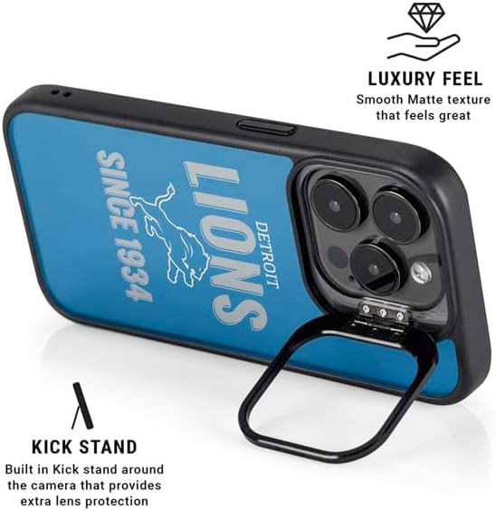 Skinit Kickstand Phone Case Compatible with iPhone 14 Pro Max - Officially Licensed NFL Detroit Lions Helmet Design