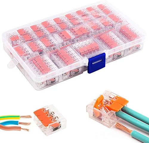75 Pack Lever Nuts Assortment, Wire Connector Pack Compact Splicing Connector Lever Nut Kit for Electrical Wires Solid Stranded Flexible Wires 2 Conductor, 3 Conductor, 5 Conductor