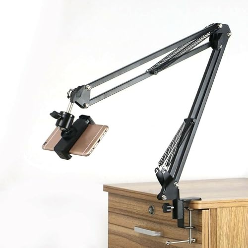 Suporte de telefone com braço de tesoura, suporte para webcam, suporte para câmera, tripé de telefon