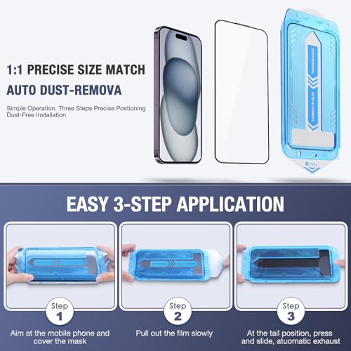 Image of 2-Pack Screen Protector for iPhone 14 Pro Max and iPhone 16 Plus and iPhone 15 Plus 6.7-Inch,9H Tempered Glass, High Definition Clear, Full Coverage, Anti-Fingerprint, Auto Dust-Elimination, No Bubble, Easy Installation