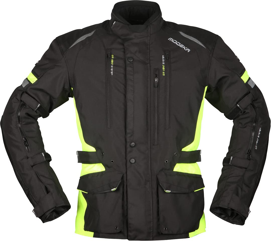 Modeka Striker II Pantaloni Tessili Motociclistici, nero/neon, XL