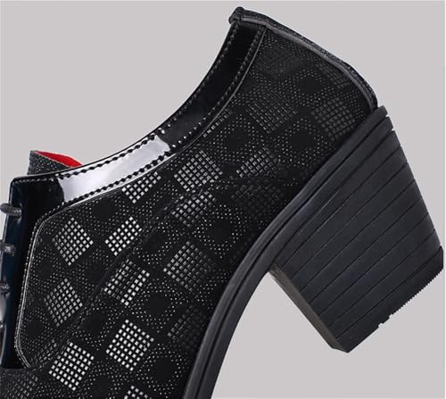 Men Fashion Dress Business Shoe Pointed Toe Floral Patent Leather Lace Up Oxford Black Red Blue4