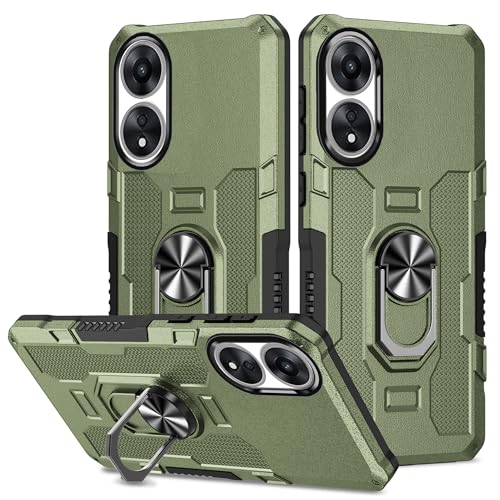Coque Oppo A78 verte idéale pour regarder vos vidéos avec l'anneau support