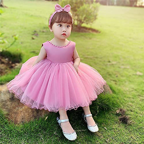 NSSMWTTC 6M-6T Baby Backless Pageant Dress Toddler Girls Tutu Gown Flower Dresses with Headwear4