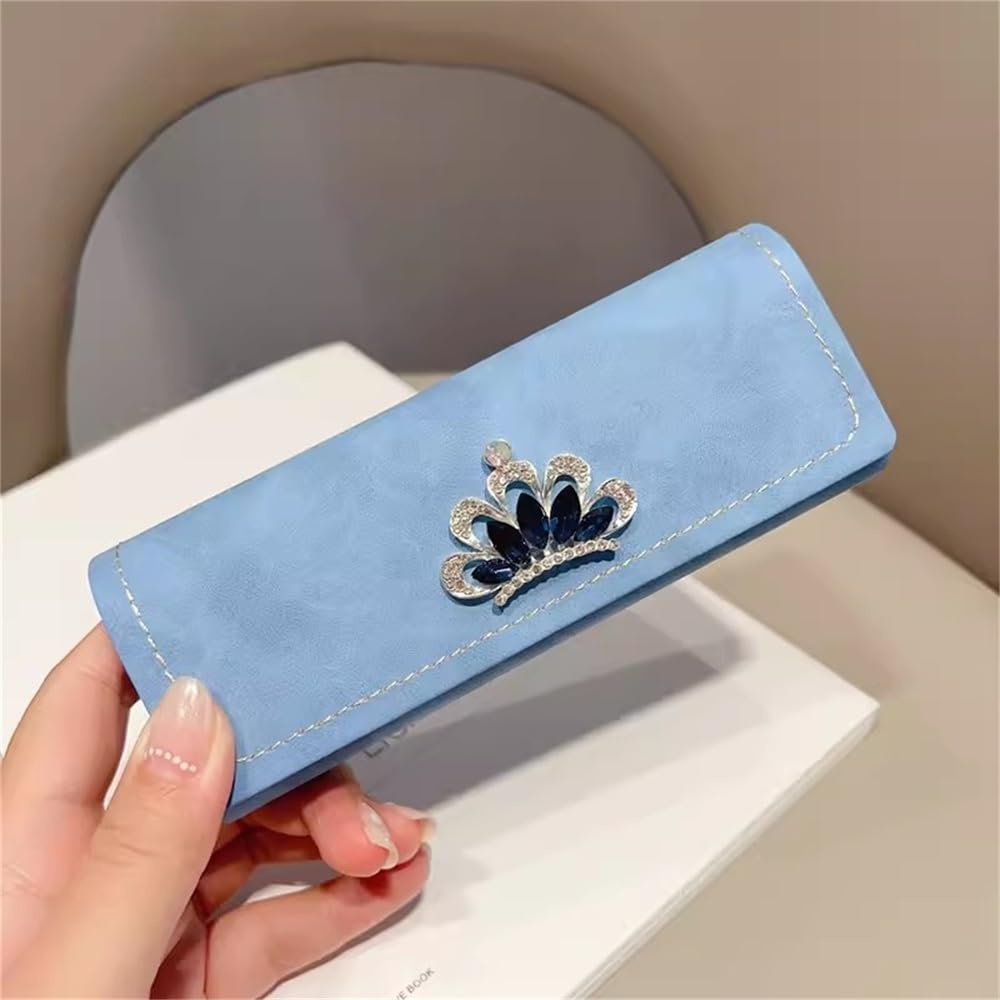 Étuis À Lunettes Étui à Lunettes à Cadre Couronne, étui de Rangement for Lunettes Portables(Blue)