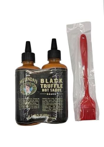Melinda's - Paquete de barbacoa de trufa negra, 24 onzas líquidas, salsa picante de trufa negra, paquete de 2 unidades y cepillo para untar babecue