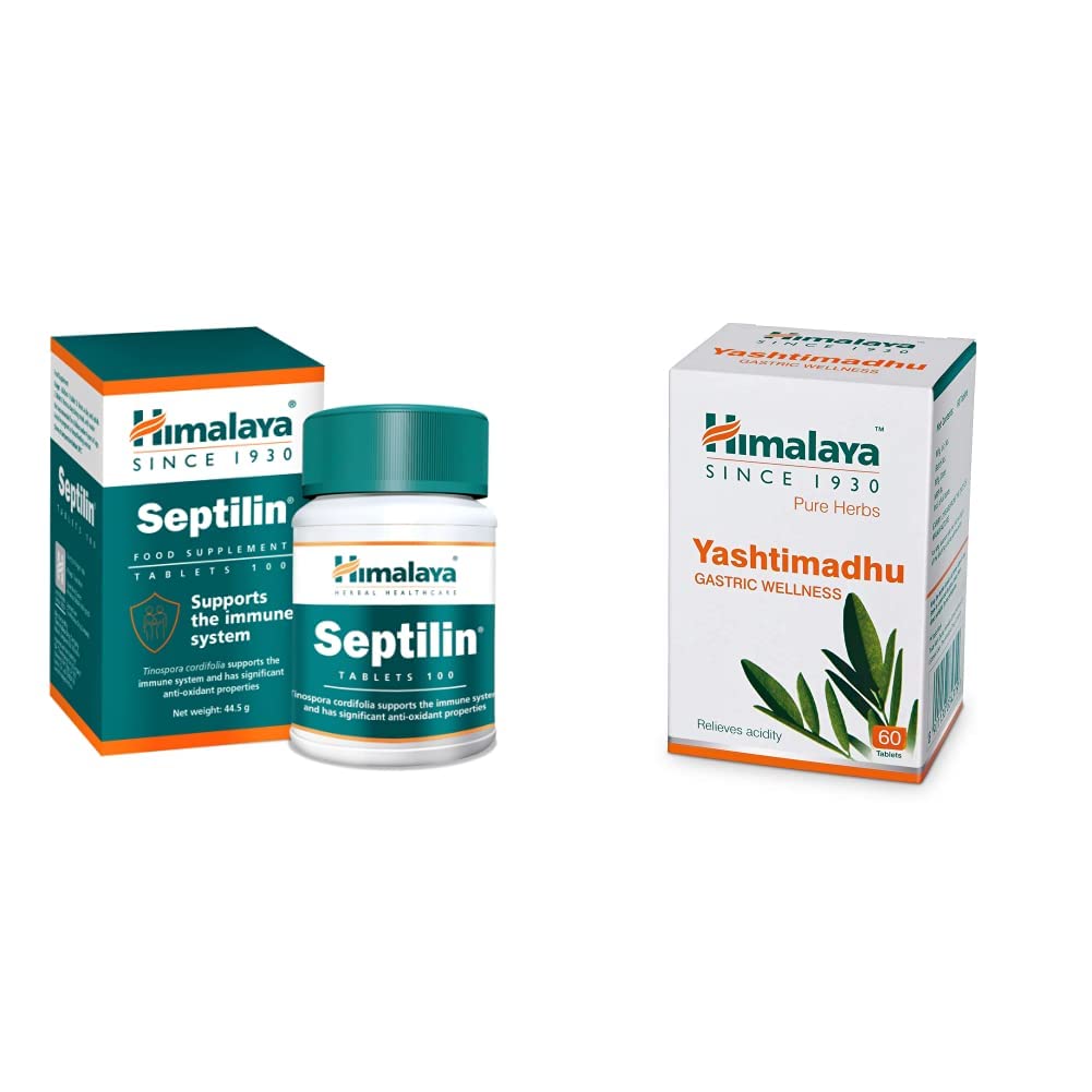 Himalaya Septilin Tablets - 60 Tablets and Himalaya Wellness Pure Herbs Yashtimadhu Gastric Wellness - 60 Tablet