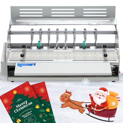 Mxmoonant Electric Creasing Machine Plus with 2X Creasing, 2X Perforating, 2X Cutting Blades, 25r/min Paper Creaser Perforator Cutter Folder for Greeting Cards Invitations Tickets 470mm 110V