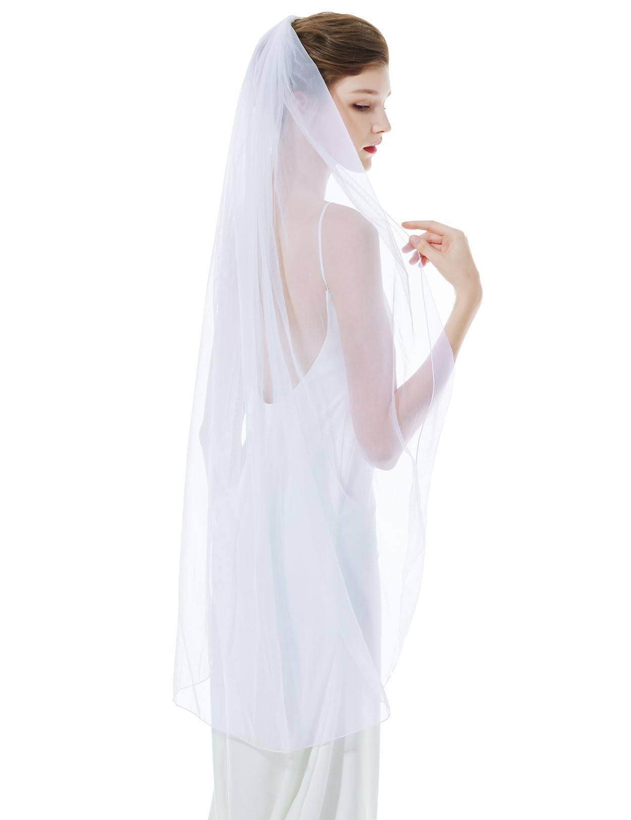 BEAUTELICATE 1 Capa Velo de Novia Boda Blanco Marfil Largo Corto Suave Tul Sencillo Lápiz Borde Con Peine Varias Longitudes