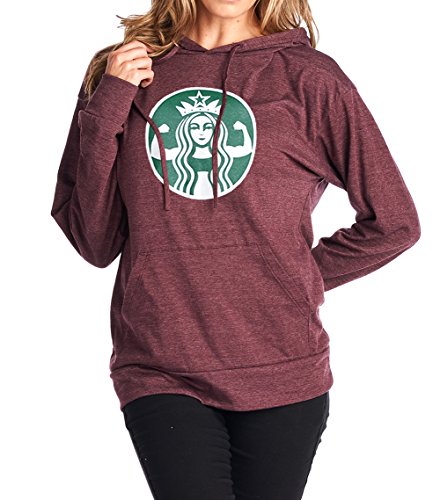 Tough Cookie Womenâ€™s Hoodie Pullover â€“ Long Sleeve Lightweight Triblend Muscle Girl Print Casual Hooded Sweatshirt Top Maroon M