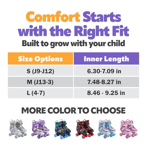 Image of Chicago Skates Glitzy Kids Roller Skates Rainbow- Adjustable Roller Skates Girls Boys, Light-Up Wheels, Durable Beginner Quad Skates, Front Stopper, Comfortable, Smooth Rolling, Indoor Outdoor,Age 3+