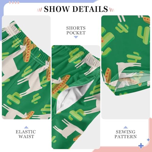 ZZXXB Mexico Llama Cactus Boys Long Pants Soft Trousers Elastic Waist Kids Lounge Bottoms with Pockets S-XL4