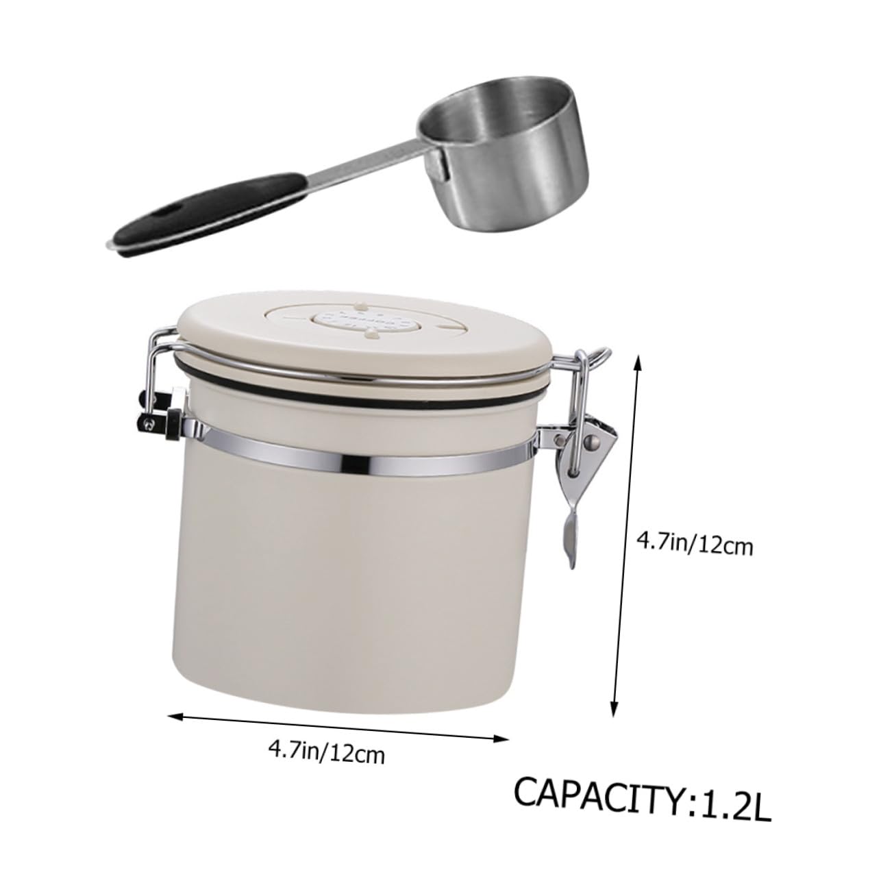 Bote de Café en Grano 1, 2l de Acero Inoxidable Beige, 1 Juego