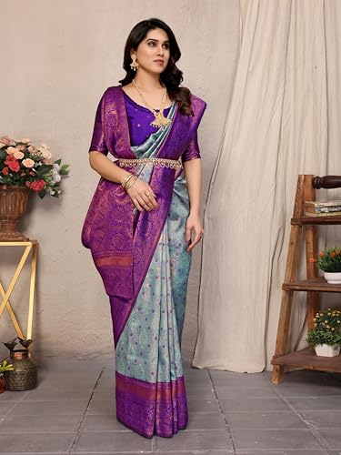 Image of Women's Kanjivaram Soft Silk Banarasi Saree With Blouse Piece | Banarasi Sari For Women | Saree with Blouse piece