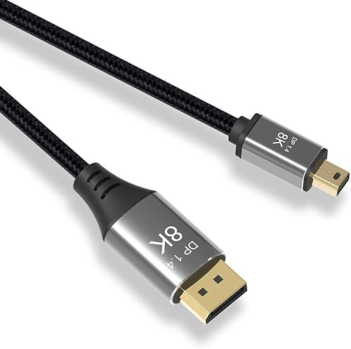 Cable Mini DP a DisplayPort 8K (7680X4320) 60Hz 4K 144Hz DisplayPort 1.4 Transmisión bidireccional DisplayPort a Mini DisplayPort 8K Cable (2M)
