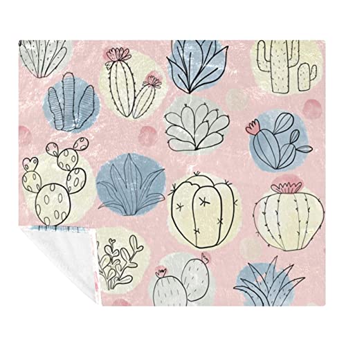 Couverture polaire microfibre cactus 150x200cm pour lit et canapé