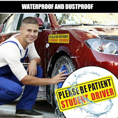 Ongfuwu 3PCS Student Driver Magnet for Car, Please Be Patient Student Driver Magnetic Decal, Reflective New Drivers Sticker Safety Warning Sign, Reusable Movable for Most Vehicles (Student)