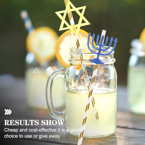 20 pitillos de papel para fiesta Hanukkah multicolor miniatura 4