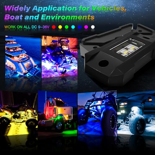 Ledmircy RGBW ROCK LIGHTS KIT-4PCS R4 Rgbw Rock Lights With Bluetooth App Control Multicolor Led Rock Light Rgbw 4 Pods Kit Flashing Music Brake Mode thumb #6