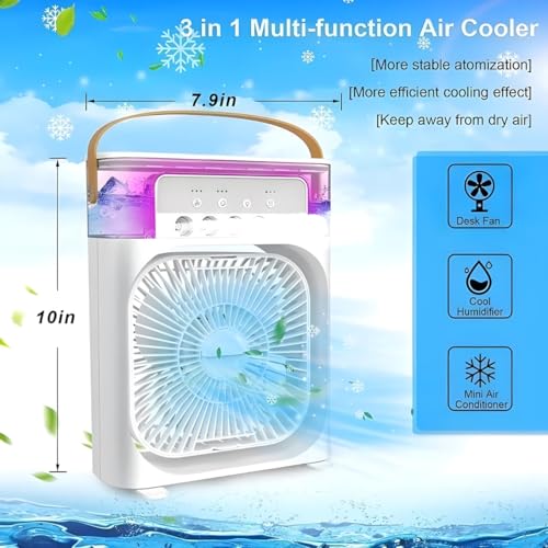 Image of USB Rechargeable Mini Air Cooler - Portable Water Cooling Fan for Home, Office, and Travel inch
