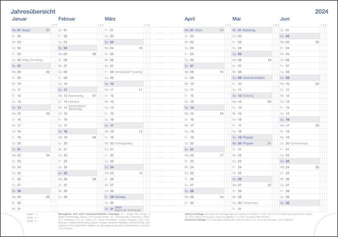 Wochen-Cheftimer A5. Blauer Terminkalender 2023. Buch-Kalender mit Lesebändchen und Eckperformation. Wattierter Taschenkalender zum Planen von Terminen.