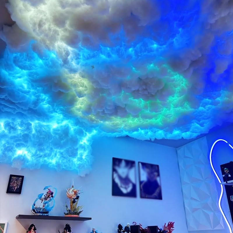 3D Thundercloud LED Light Kit, DIY Creative Thunder Cloud Lamp, APP Control, Remote Control, RGB Night Light, Lightning Atmosphere Light, for Bedroom Gaming Room Party,5m/16.4ft