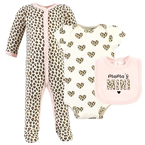 Image of Hudson Baby Unisex Baby Cotton Sleep and Play, Bodysuit and Bandana Bib Set