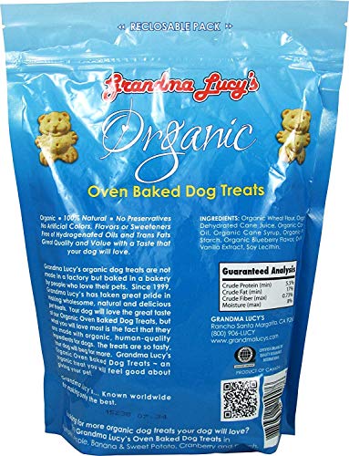 Grandma Lucy’s 2 Piece Bundle of Organic Oven Baked Dog Treats, 14 Ounces Each, Blueberry and Apple Grandma Lucy’s 2 Piece Bundle of Organic Oven Baked Dog Treats, 14 Ounces Each, Blueberry and Apple