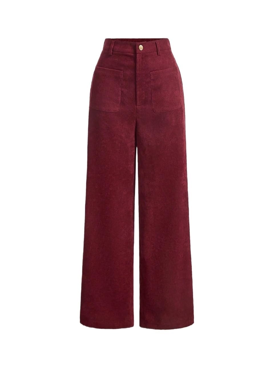 Womens Fall Solid Color Double Pocket Long Pants Trousers